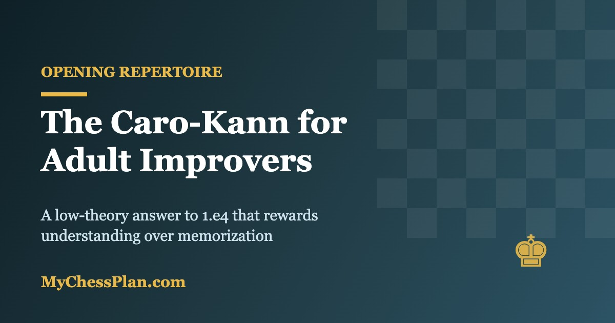 The Caro-Kann for Adult Improvers: A Low-Theory Answer to 1.e4 That Rewards Understanding Over Memorization