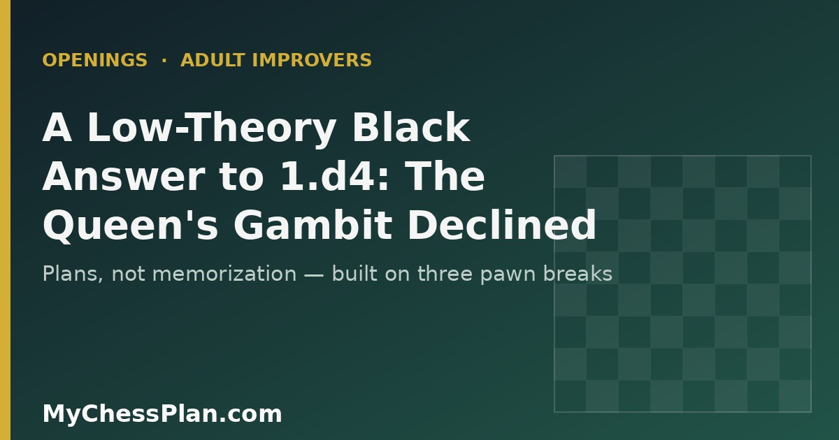 A Low-Theory Black Answer to 1.d4 for Adult Improvers: The Queen’s Gambit Declined, Built on Structures Not Memorization
