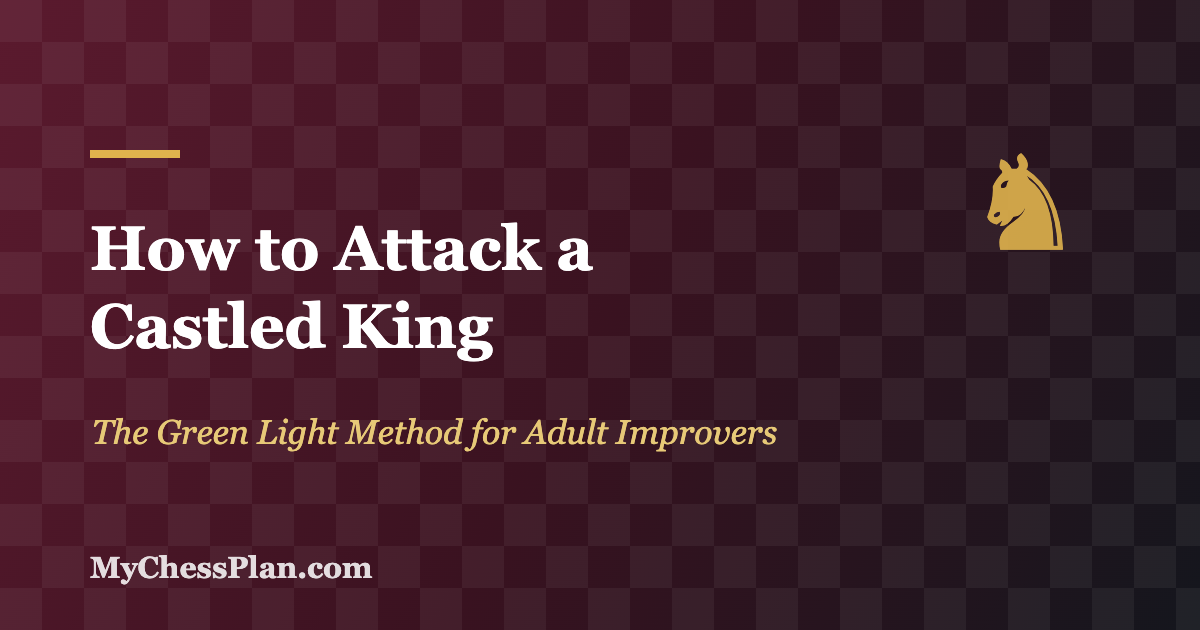 Chess diagram concept art: how to attack a castled king, MyChessPlan Green Light Method